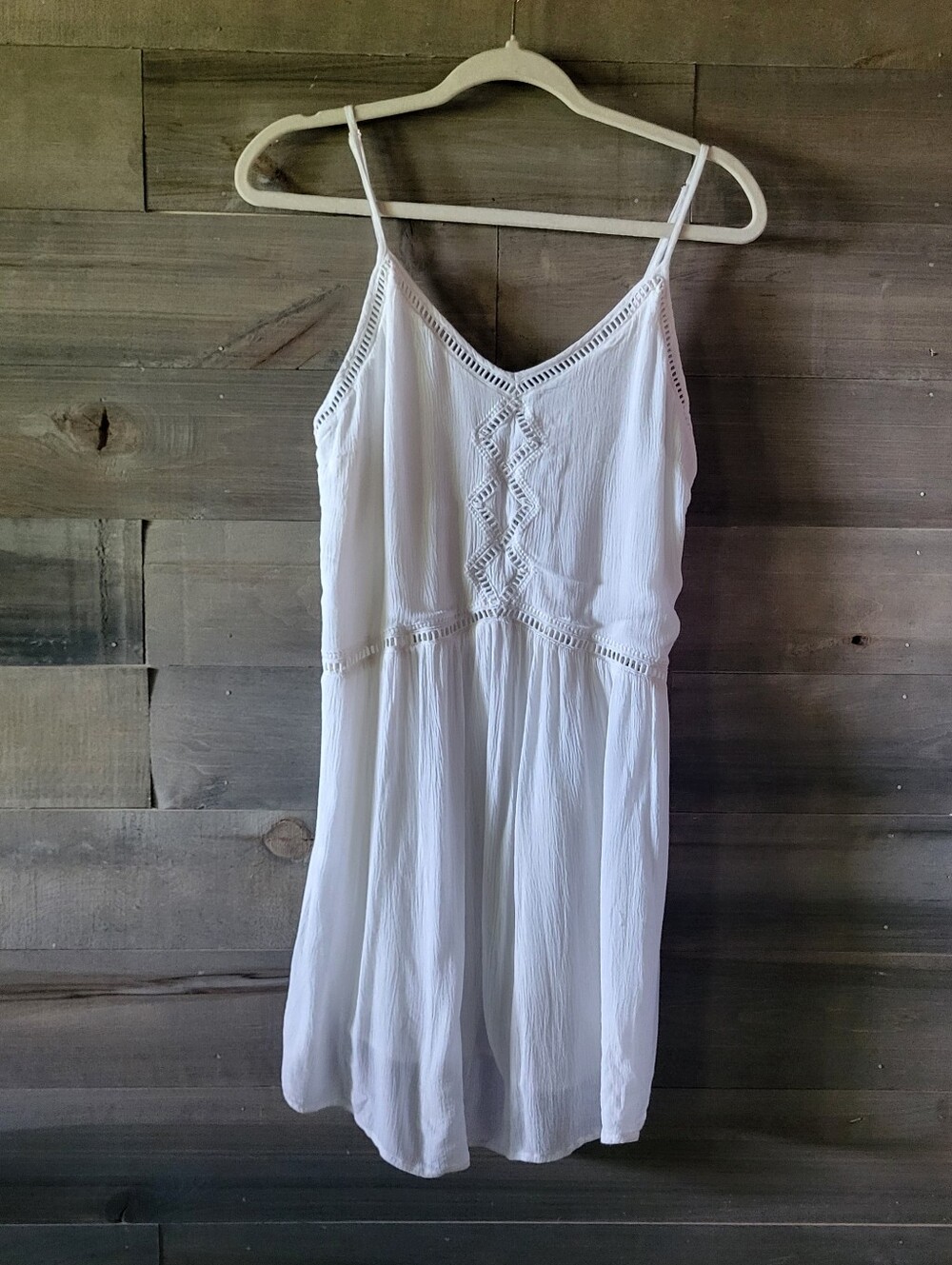 Amuse Society Boho White Mini Dress Ladder Lace Detail Size M Crochet Style